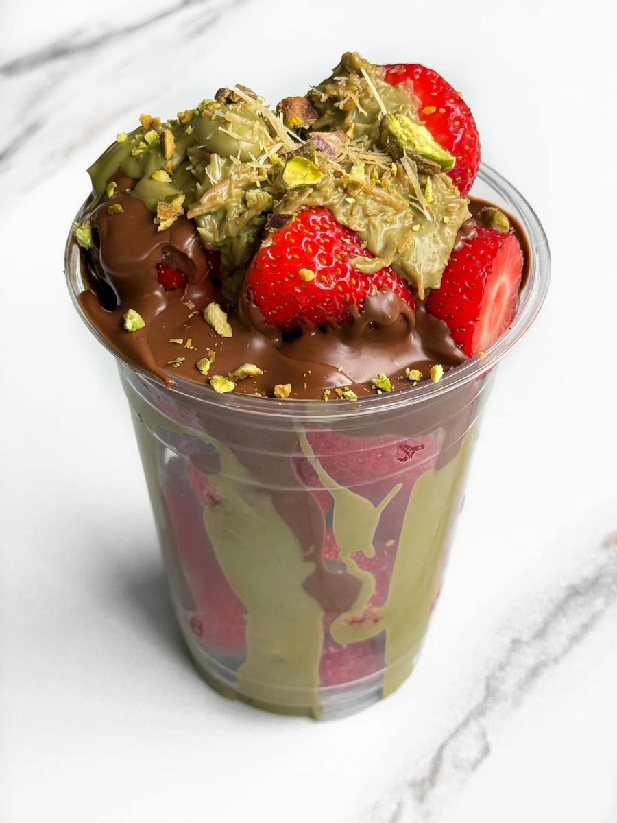 STRAWBERRY DUBAI CHOCOLATE CUPS 4 Cups Debi s Cheesecakes strawberry-dubai-chocolate-cups-4-cups-debi-s-cheesecakes